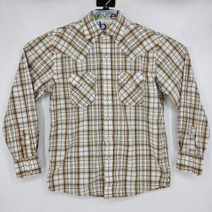 Resistol University Shirt Mens Medium Western Pearl Snap Plaid Long Sleeve‎